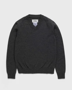Cashmere V-Hals Sweater Gra