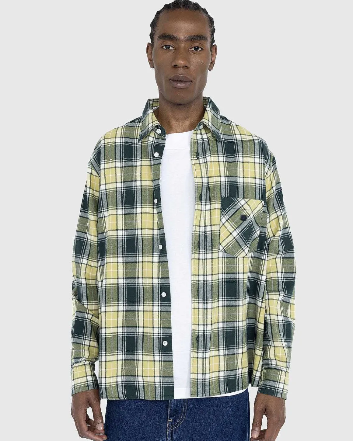 Check Button-Up Skjorte Skovgron/Lysegron