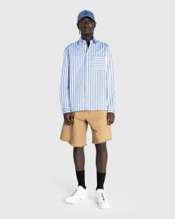 Classic Fit Patchwork Skjorte Bla/Hvid