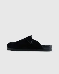 Clog Sandal Suede Laeder Sort