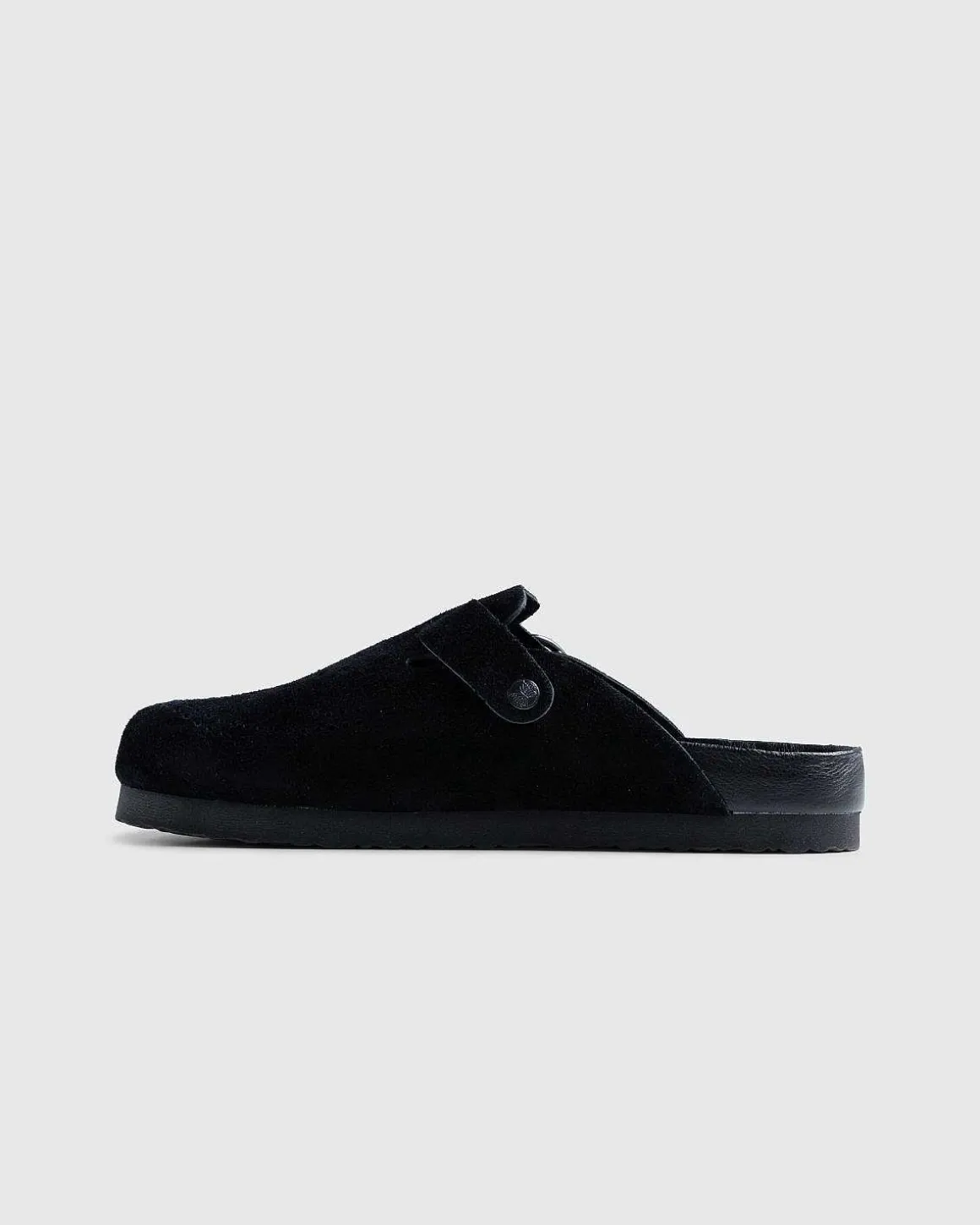 Clog Sandal Suede Laeder Sort