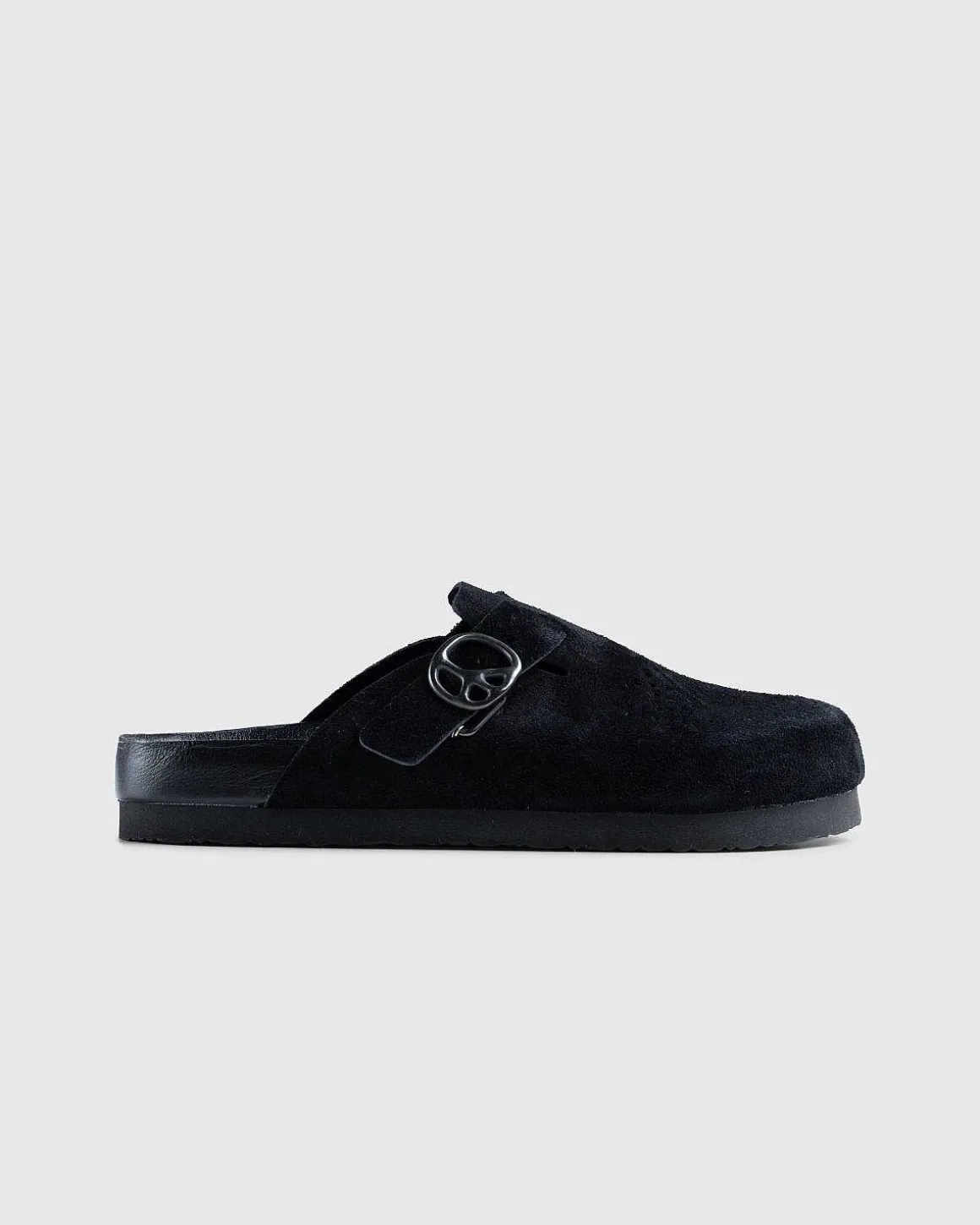 Clog Sandal Suede Laeder Sort