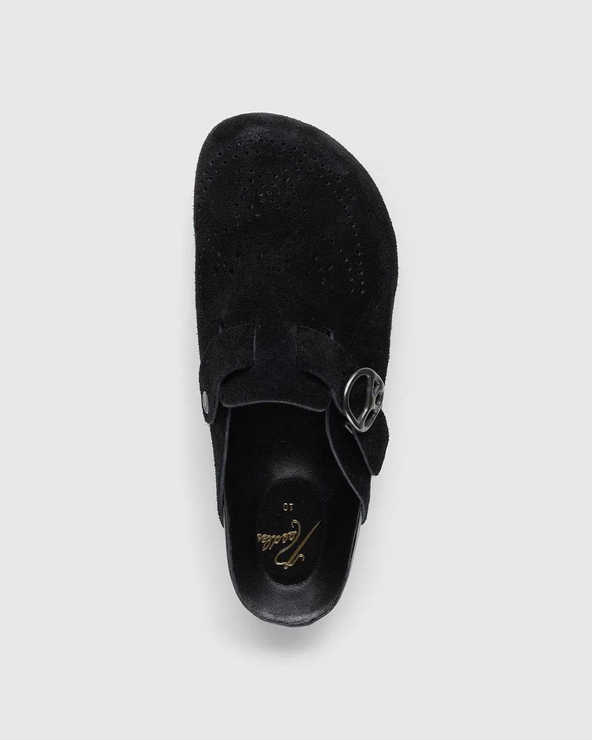 Clog Sandal Suede Laeder Sort