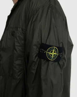 Coated Nylon Overshirt Oliven