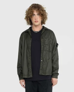 Coated Nylon Overshirt Oliven