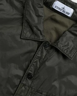 Coated Nylon Overshirt Oliven