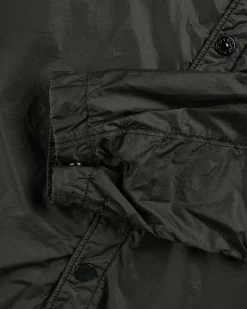 Coated Nylon Overshirt Oliven