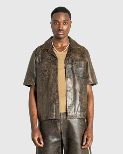 Crackle Laederskjorte Amos Brown Multi