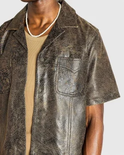 Crackle Laederskjorte Amos Brown Multi