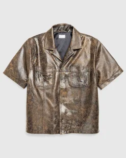 Crackle Laederskjorte Amos Brown Multi