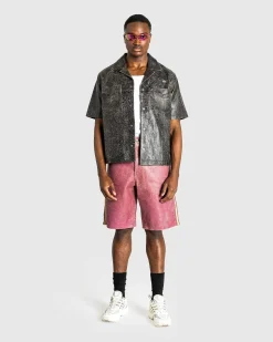 Crackle Leather Short Distressed Damson Multi