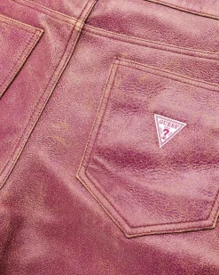 Crackle Leather Short Distressed Damson Multi
