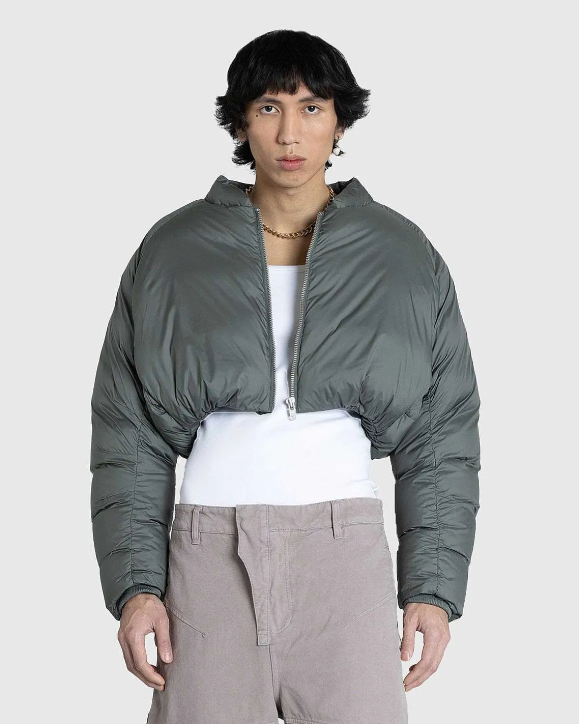 Cropped Pillow Bomber Moss