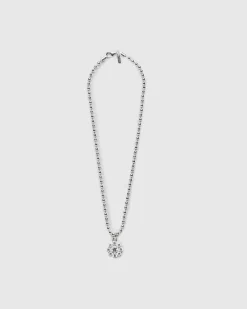 Daisy Pendant Halskaede Solv/Hvid