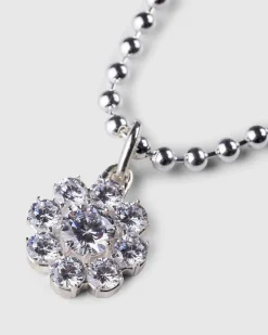 Daisy Pendant Halskaede Solv/Hvid