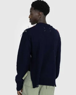 Distressed Wool Crewneck Sweater Multi