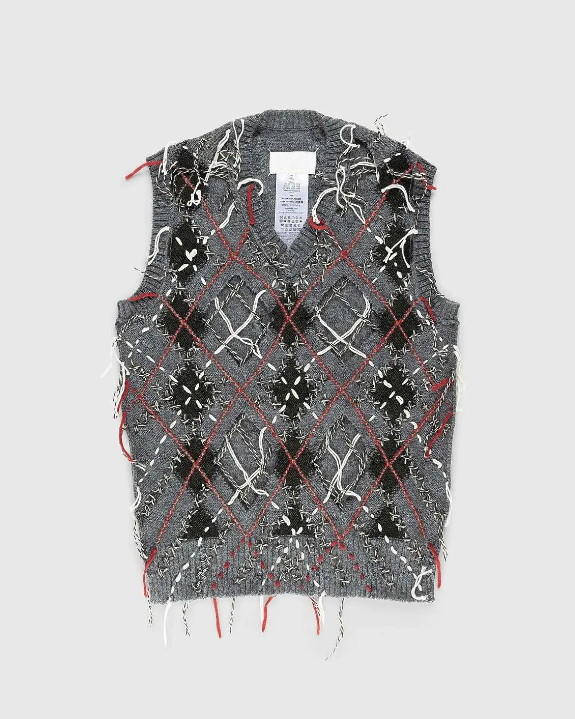 Distressed Wool Sweater Vest Multi