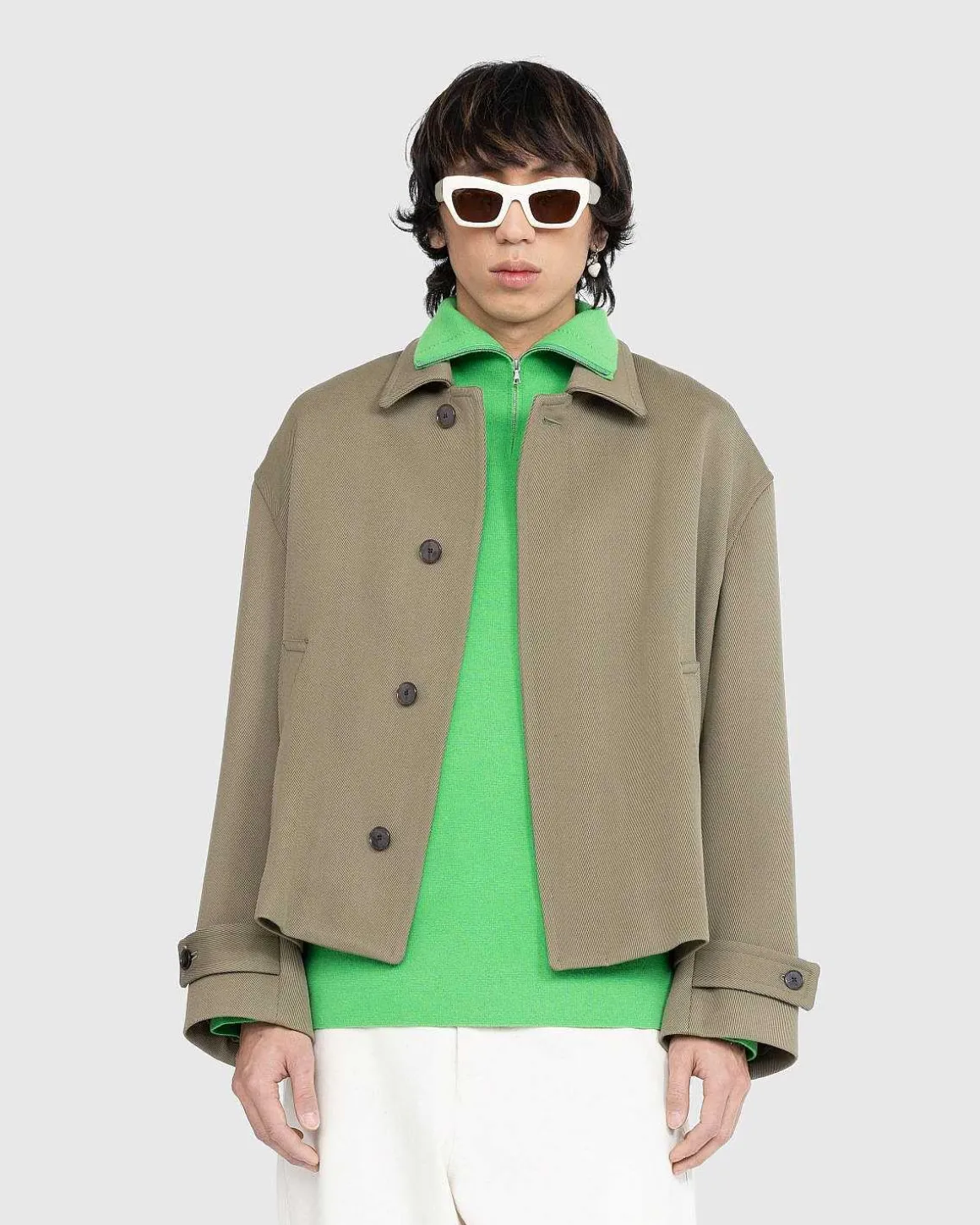 Double Cloth Hard Twist Carsey Blouson Khaki