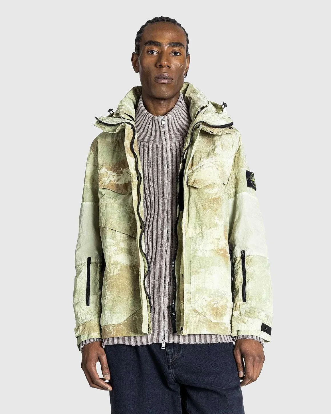 Econyl Grid Camo Jacket Natural Beige