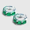 Emerald Cut Eternity Hoop Oreringe Solv/Smaragd