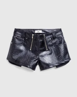 Faux Croc Shorts Sorte