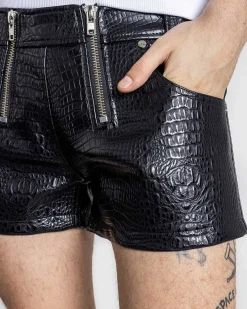 Faux Croc Shorts Sorte