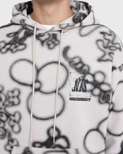 Fleece Flower Hoodie Elfenben/Sort