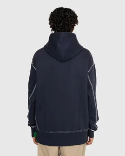 Fleece-Haettetroje Med Kontrastsom Navy