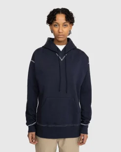 Fleece-Haettetroje Med Kontrastsom Navy