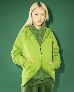 Fleece-Haettetroje Med Kontrastsom Gron