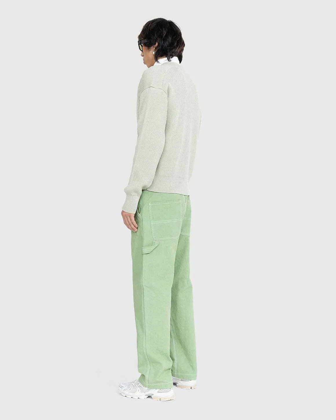 Fransk Merino Rib Strik Cardigan Light Khaki