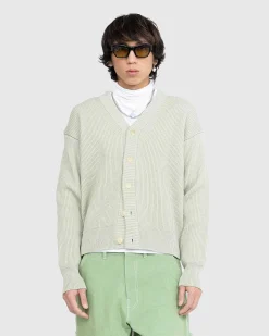 Fransk Merino Rib Strik Cardigan Light Khaki