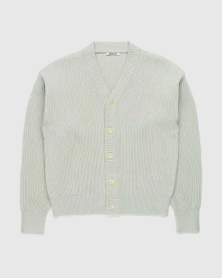 Fransk Merino Rib Strik Cardigan Light Khaki