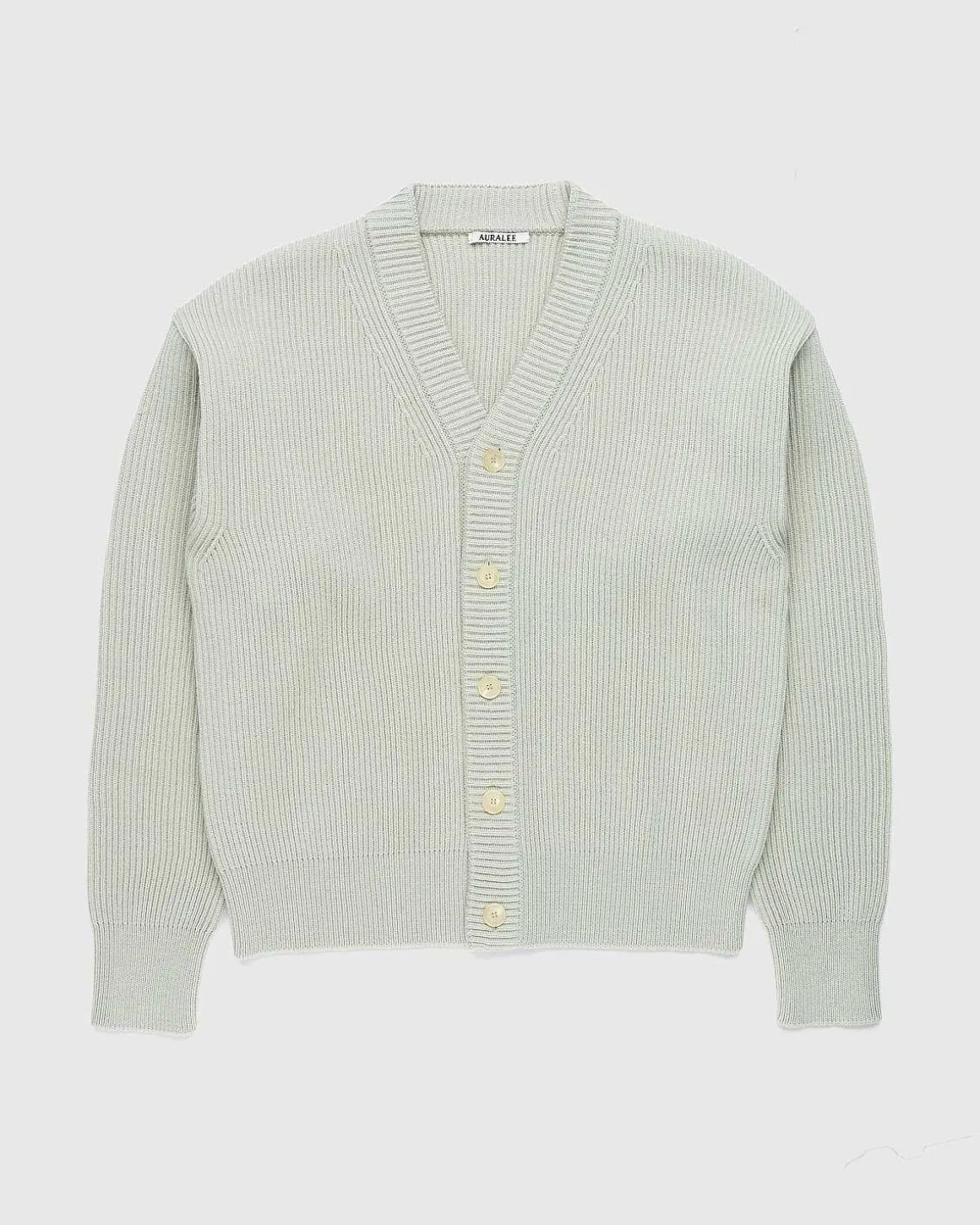 Fransk Merino Rib Strik Cardigan Light Khaki