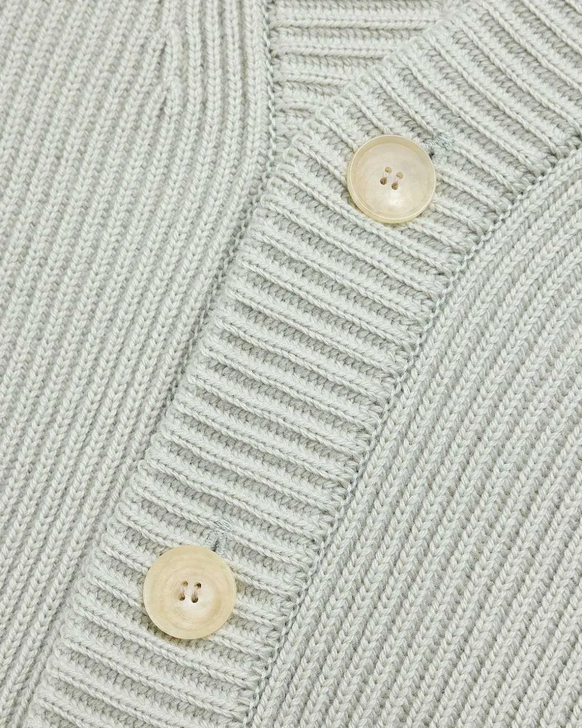 Fransk Merino Rib Strik Cardigan Light Khaki