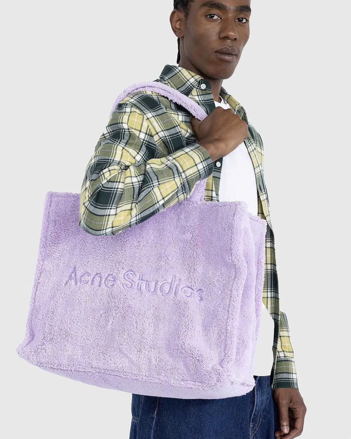 Furry Logo Skulder Tote Bag Lilac Purple