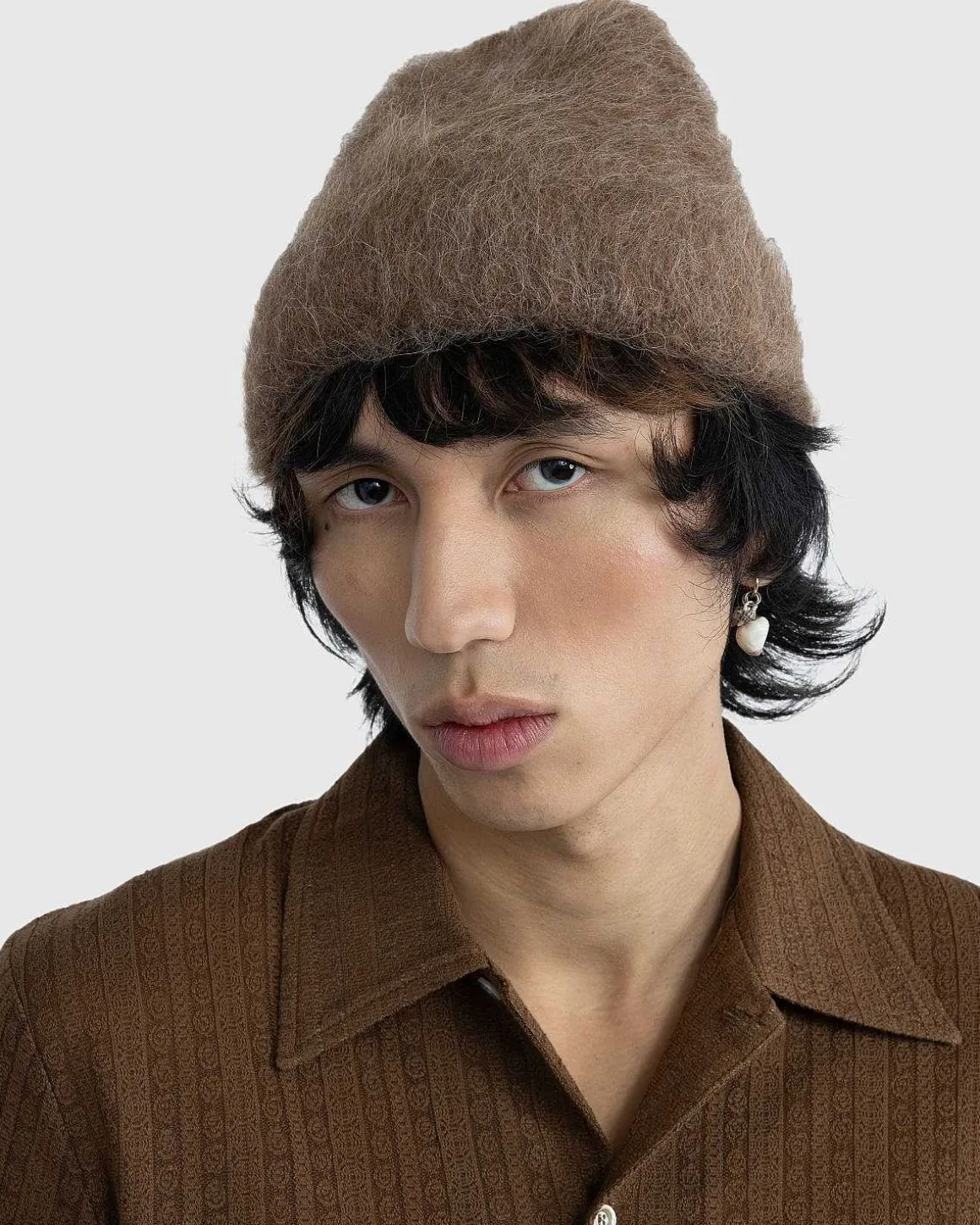 Fuzzy Beanie Taupe Alpaca