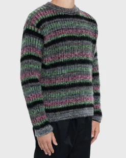 Fuzzy Mohair Crewneck Sweater Multi