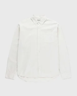 Garment-Dyed Peach Langaermet Skjorte Gra