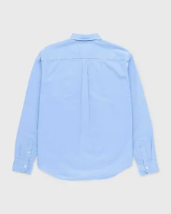 Garment-Dyed Peach Langaermet Skjorte Bla