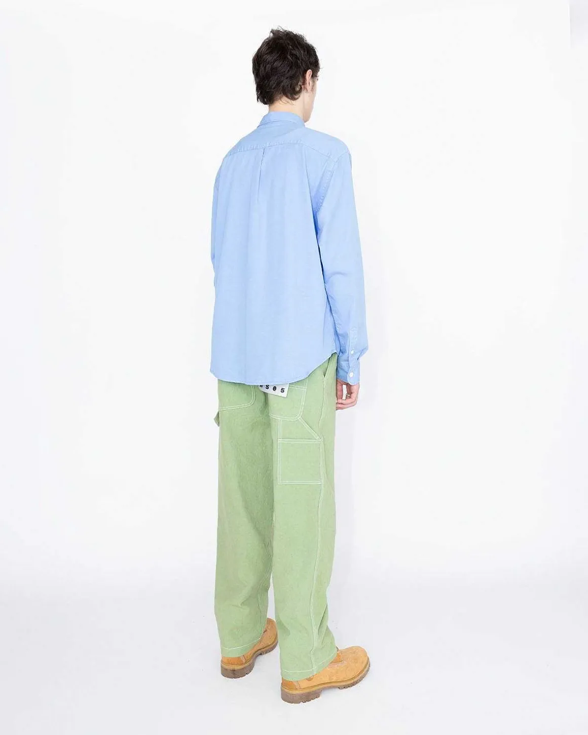 Garment-Dyed Peach Langaermet Skjorte Bla