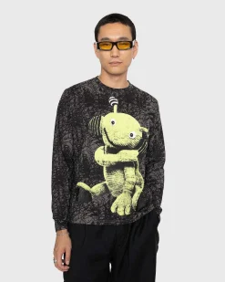Genbrugt Bomuld Alien Puppet Langaermet Tee Washed Black