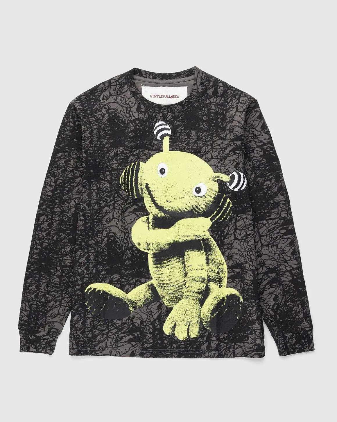 Genbrugt Bomuld Alien Puppet Langaermet Tee Washed Black