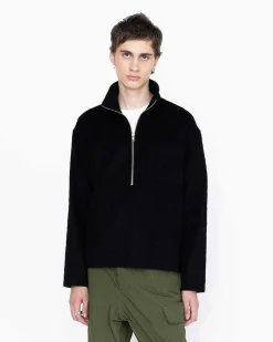 Genbrugt Half-Zip Uld Fleece Sort