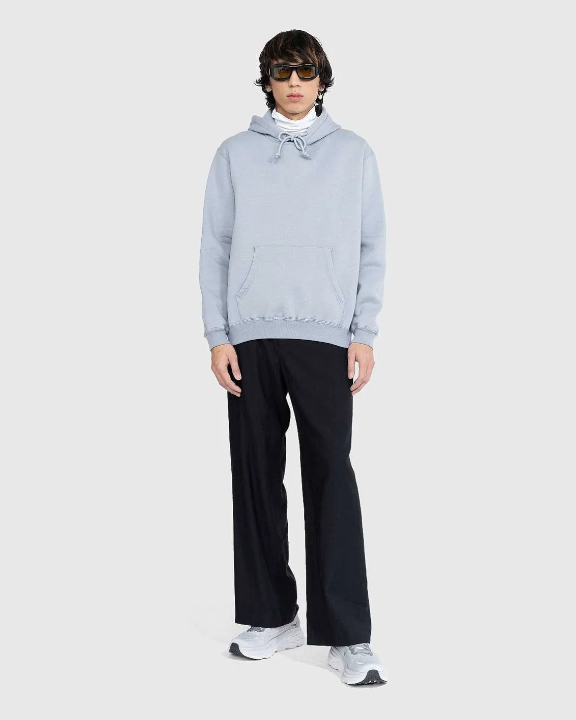 Glat Blod Pullover Haettetroje Bla/Gra
