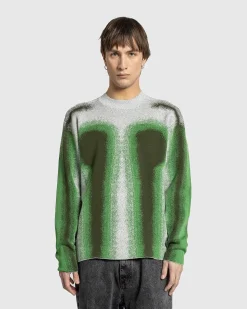 Gradient Knit Crewneck Sweater Gron