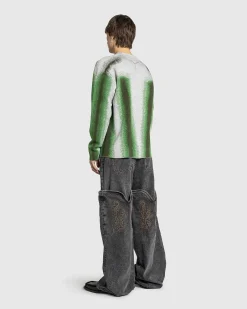 Gradient Knit Crewneck Sweater Gron