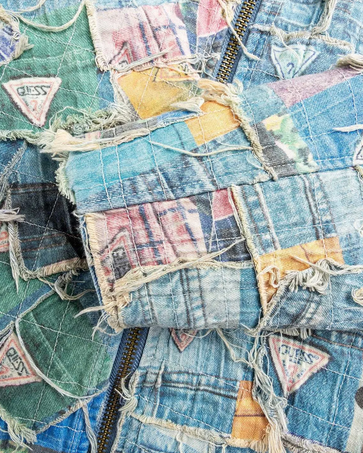 Gusa Quiltet Denimjakke Gusa Patchwork Print
