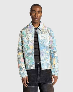 Gusa Quiltet Denimjakke Gusa Patchwork Print