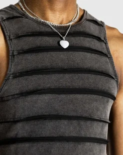 Gusa Reverse Seam Tank Washed Out Black Multi